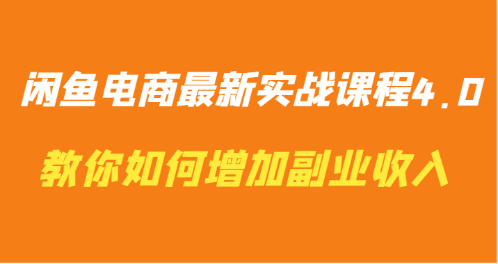 闲鱼电商最新实战课程4.0-教你如何快速增加副业收入-创业项目网