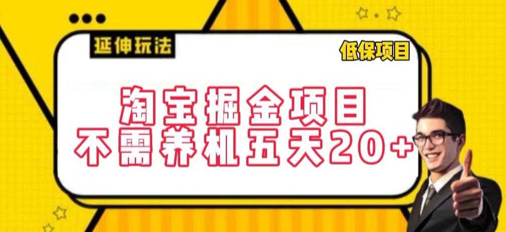 淘宝掘金项目，不需养机，五天20+，每天只需要花三四个小时-创业项目网