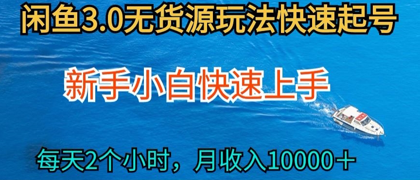 2024最新闲鱼无货源玩法，从0开始小白快手上手，每天2小时月收入过万-创业项目网