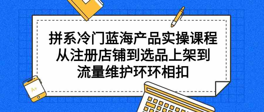 （9527期）拼系冷门蓝海产品实操课程，从注册店铺到选品上架到流量维护环环相扣-创业项目网