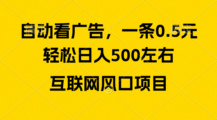 （10306期）广告收益风口，轻松日入500+，新手小白秒上手，互联网风口项目-创业项目网