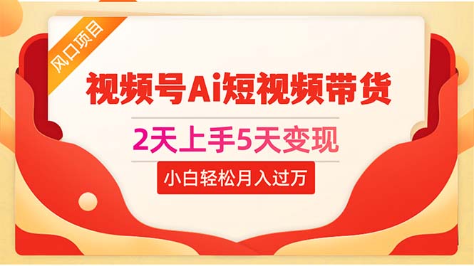 （10807期）2天上手5天变现视频号Ai短视频带货0粉丝0基础小白轻松月入过万-创业项目网