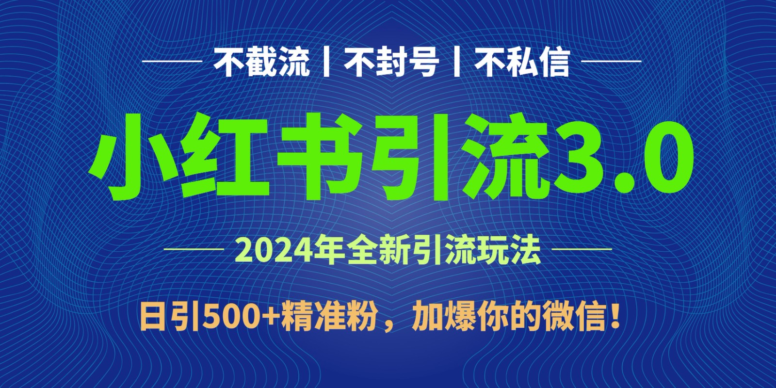 2024年4月最新小红书引流3.0玩法，日引500+精准粉，加爆你的微信！-创业项目网