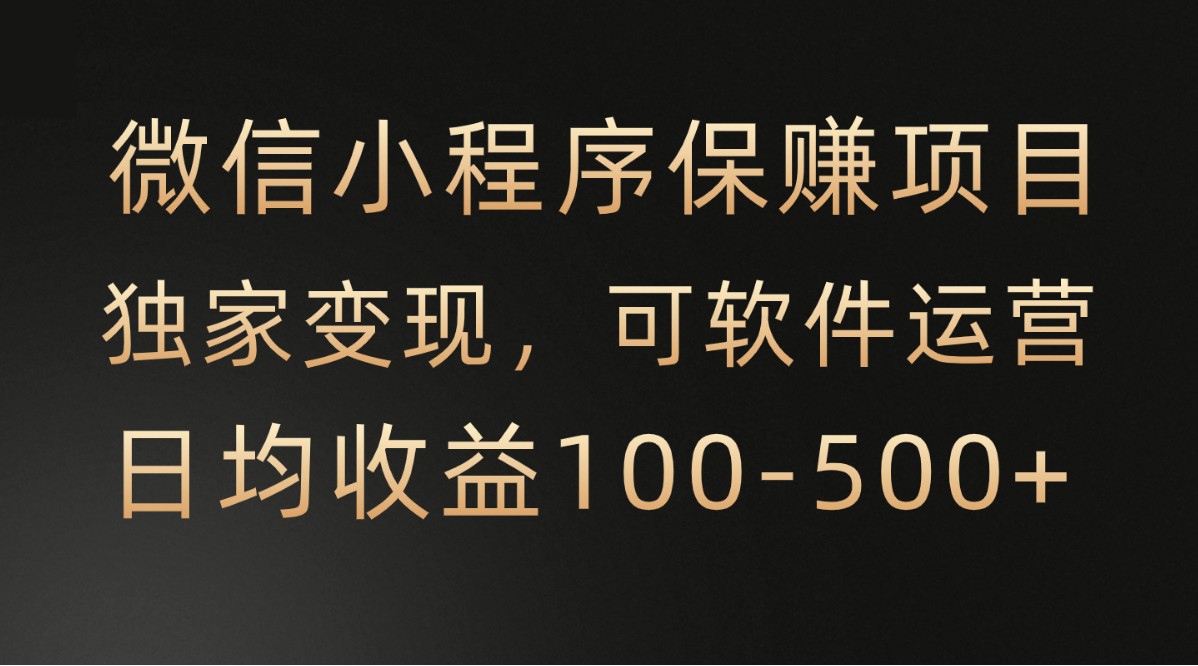 微信小程序，腾讯保赚项目，可软件自动运营，日均100-500+收益有保障-创业项目网