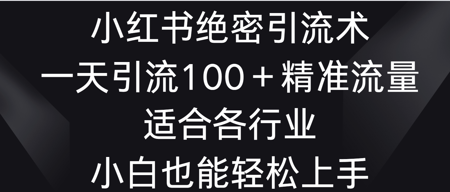 小红书绝密引流术，一天引流100＋精准流量，适合各个行业，小白也能轻松上手-创业项目网