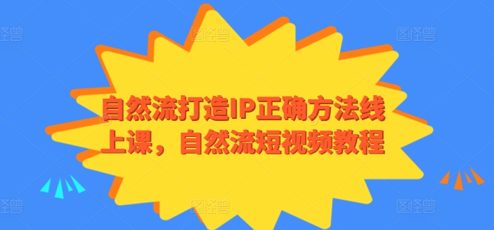 自然流打造IP正确方法线上课，自然流短视频教程-创业项目网