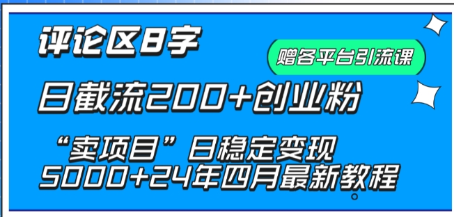 抖音评论区8字日截流200+创业粉 “卖项目”日稳定变现5000+-创业项目网