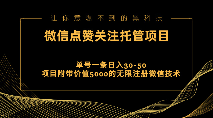 视频号托管点赞关注，单微信30-50元，附带价值5000无限注册微信技术-创业项目网