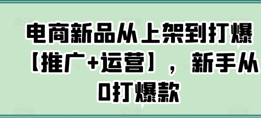 电商新品从上架到打爆【推广+运营】，新手从0打爆款-创业项目网