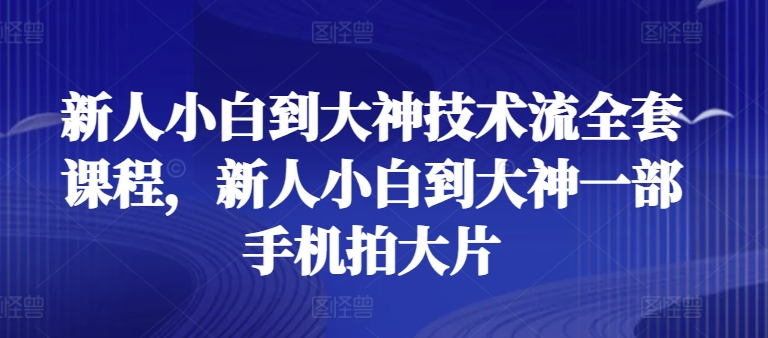 新人小白到大神技术流全套课程，新人小白到大神一部手机拍大片-创业项目网