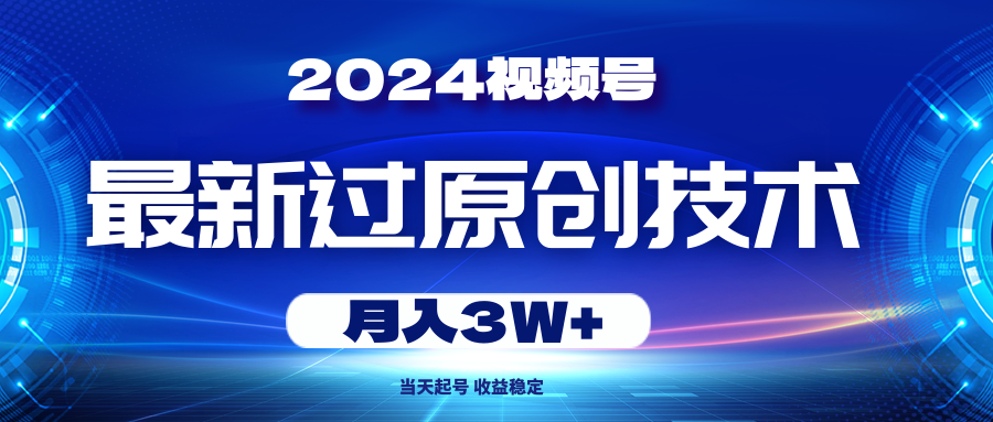 （10704期）2024视频号最新过原创技术，当天起号，收益稳定，月入3W+-创业项目网