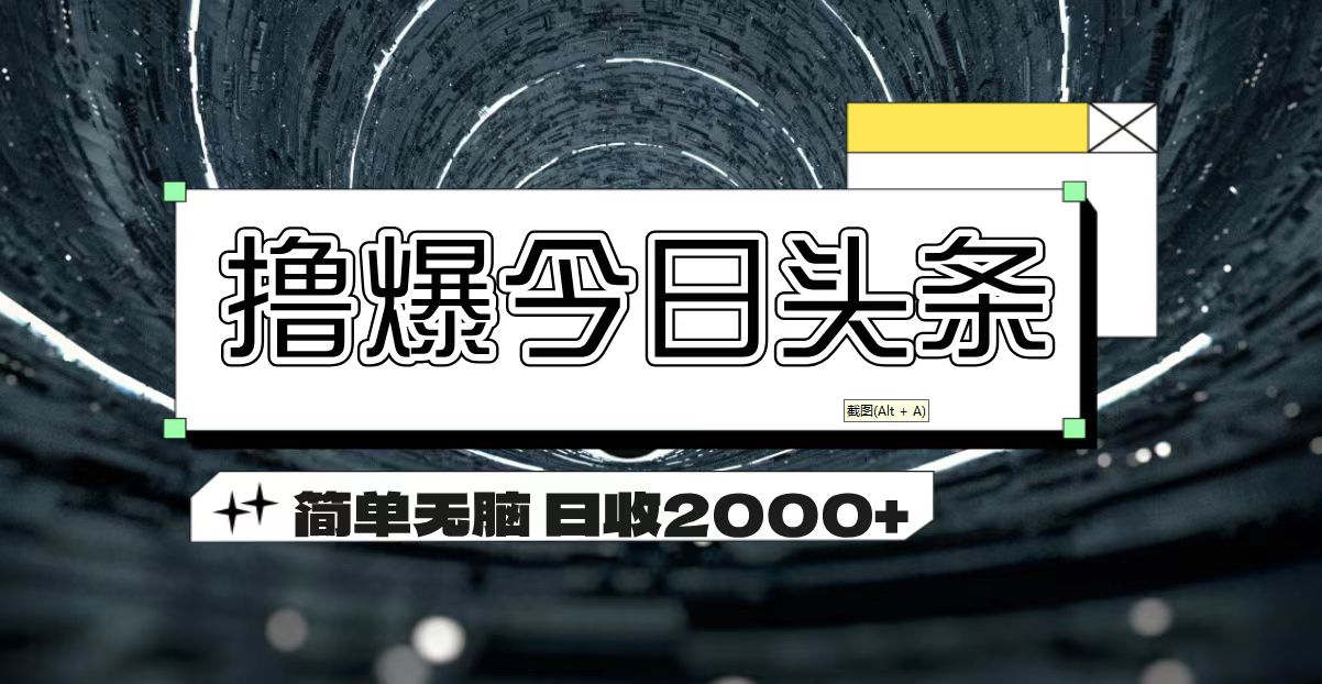 撸爆今日头条 简单无脑操作 日收2000+-创业项目网