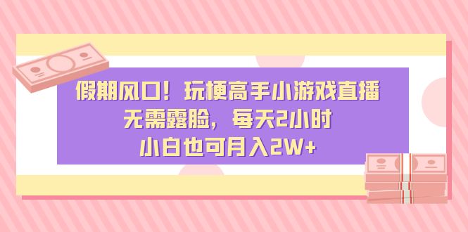 假期风口！玩梗高手小游戏直播，无需露脸，每天2小时，小白也可月入2W+-创业项目网