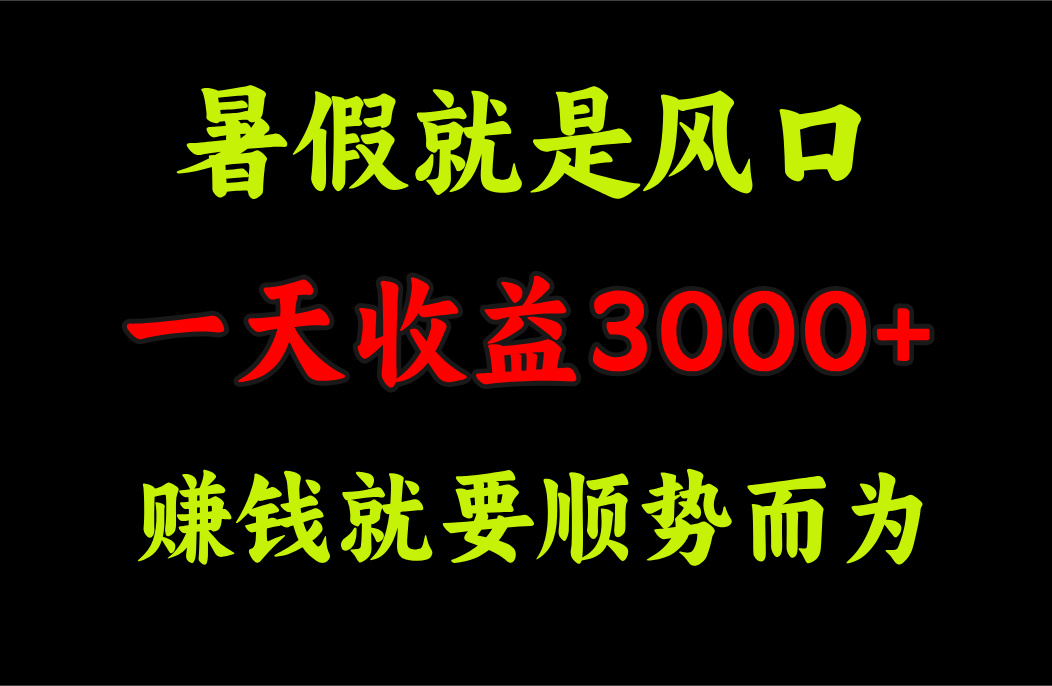 一天收益3000+ 赚钱就是顺势而为，暑假就是风口-创业项目网