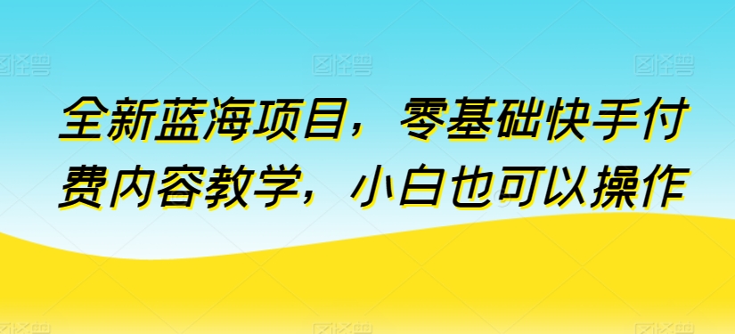 全新蓝海项目，零基础快手付费内容教学，小白也可以操作-创业项目网