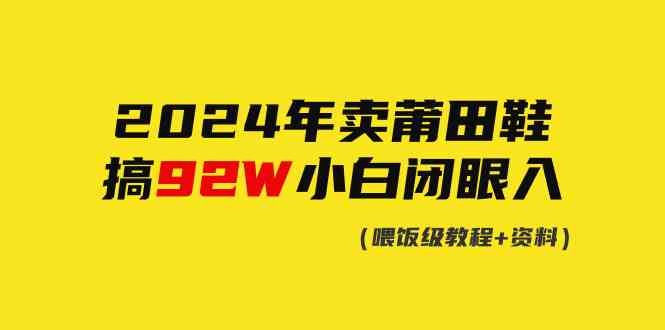 （9329期）2024年卖莆田鞋，搞了92W，小白闭眼操作！-创业项目网