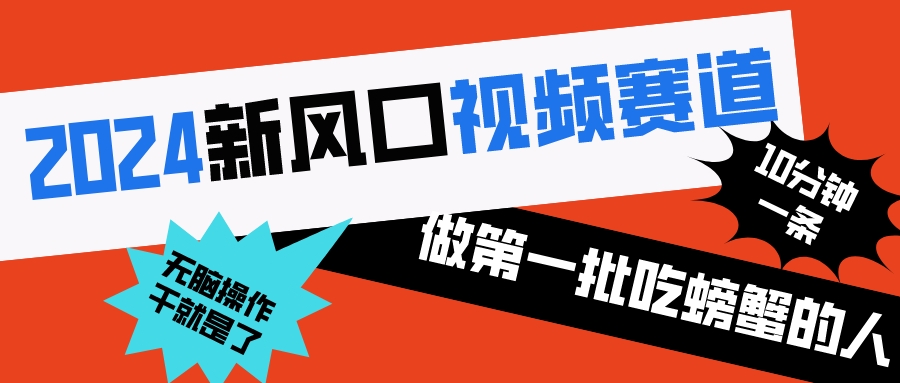 2024新风口视频赛道 做第一批吃螃蟹的人 10分钟一条原创视频 小白无脑操作1-创业项目网