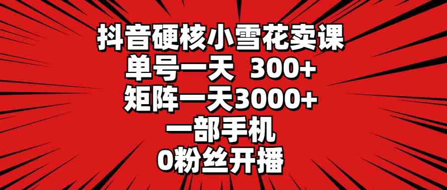 （9551期）抖音硬核小雪花卖课，单号一天300+，矩阵一天3000+，一部手机0粉丝开播-创业项目网