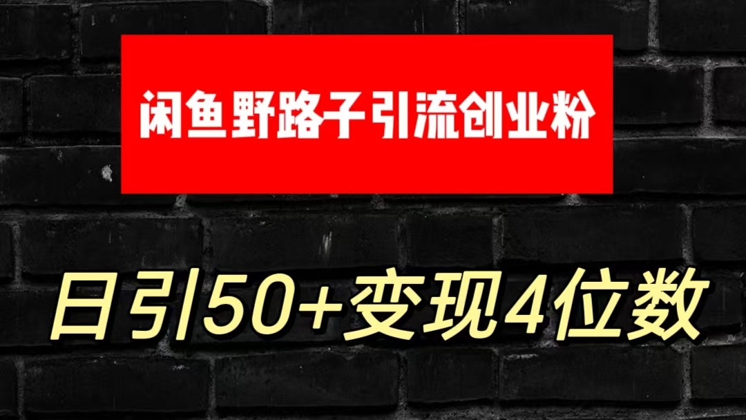 大眼闲鱼野路子引流创业粉，日引50+单日变现四位数-创业项目网