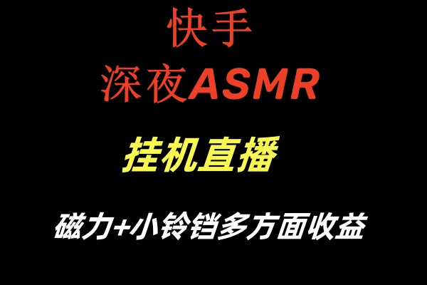 快手深夜ASMR挂机直播磁力+小铃铛多方面收益-创业项目网