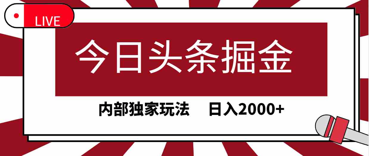 （9832期）今日头条掘金，30秒一篇文章，内部独家玩法，日入2000+-创业项目网