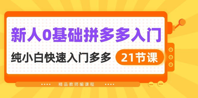 （10299期）新人0基础拼多多入门，​纯小白快速入门多多（21节课）-创业项目网