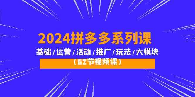 2024拼多多系列课：基础/运营/活动/推广/玩法/大模块（62节视频课）-创业项目网