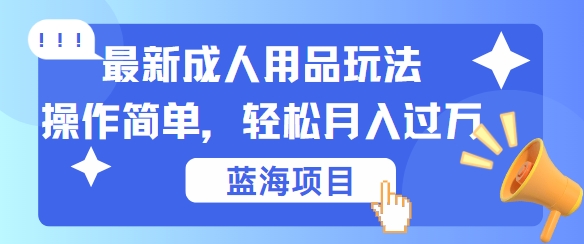 最新成人用品项目玩法，操作简单，动动手，轻松日入几张【揭秘】-创业项目网