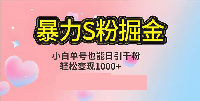 单人单机日引千粉，变现1000+，S粉流量掘金计划攻略-创业项目网