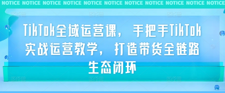 TikTok全域运营课，手把手TikTok实战运营教学，打造带货全链路生态闭环-创业项目网