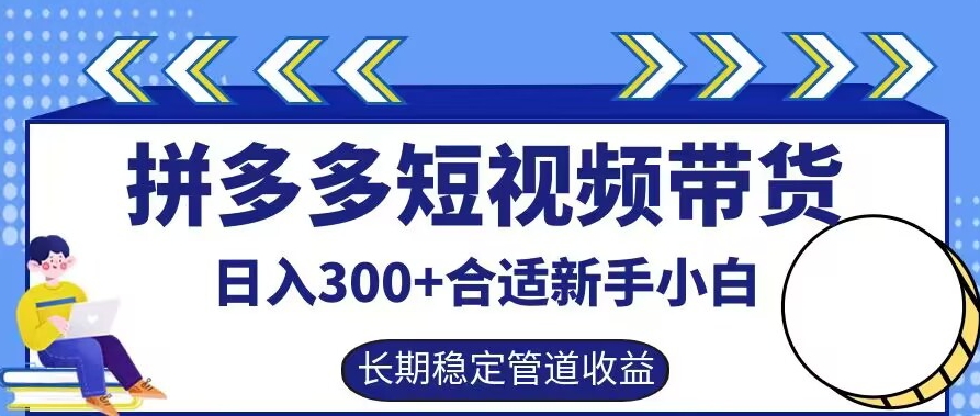 拼多多短视频带货日入300+有长期稳定被动收益，合适新手小白【揭秘】-创业项目网