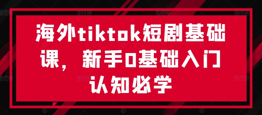 海外tiktok短剧基础课，新手0基础入门认知必学-创业项目网