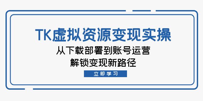 TK虚拟资料变现实操：从下载部署到账号运营，解锁变现新路径-创业项目网