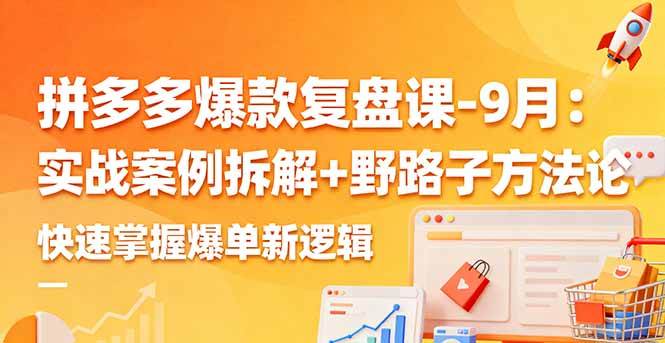 （16176期）拼多多爆款复盘课-9月：实战案例拆解+野路子方法论，快速掌握爆单新逻辑-创业项目网