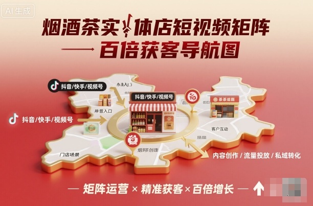 烟酒茶实体店短视频矩阵百倍获客导航图-创业项目网