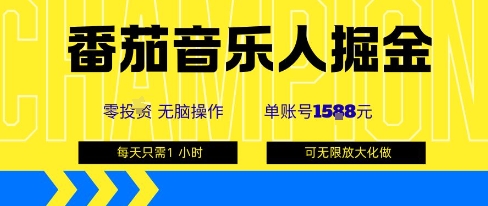 番茄音乐人掘金，单账号最高可撸1k+，可无限矩阵去做，零投入-创业项目网