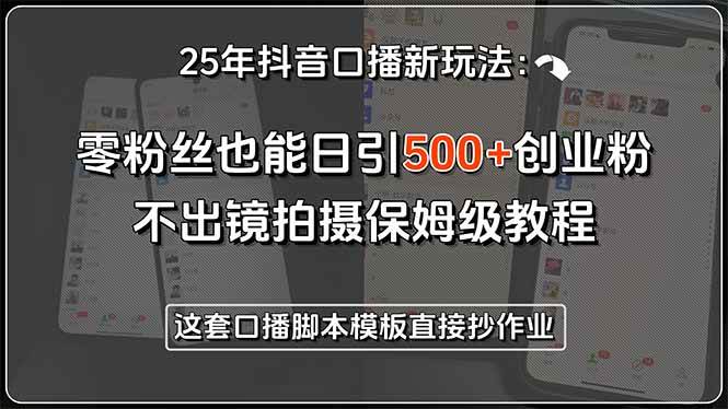 （15384期）25年抖音口播新玩法：零粉丝也能日引500+创业粉，不出镜拍摄保姆级教程…-创业项目网