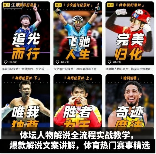 体坛人物解说全流程实战教学，爆款解说文案讲解，体育热门赛事精选-创业项目网