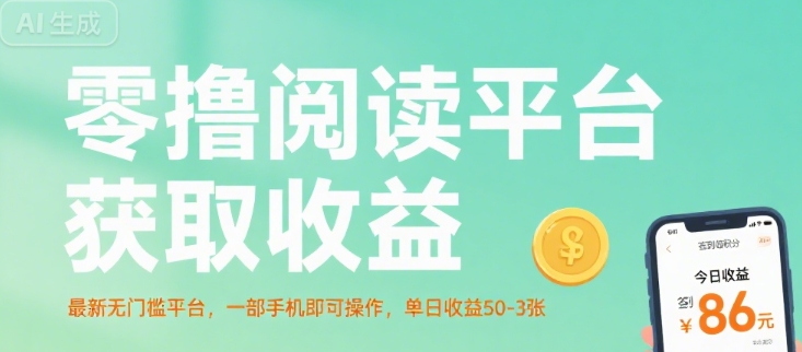 零撸阅读平台获取收益，最新无门槛平台，一部手机即可操作，单日收益50-3张【揭秘】-创业项目网