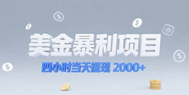 （15251期）美金暴利项目，四小时当天提现 2000+机会留给会选赛道的人-创业项目网