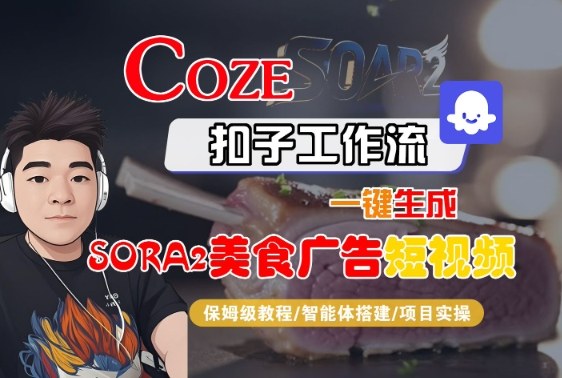 Coze扣子智能体工作流一键生成“SORA2美食广告“短视频，全流程保姆级教学-创业项目网