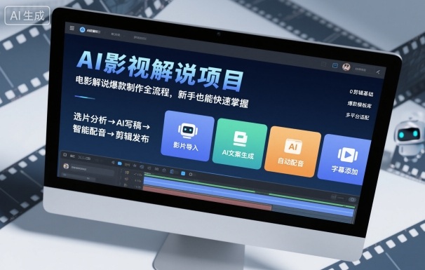 AI影视解说项目，电影解说爆款制作全流程，新手也能快速掌握-创业项目网