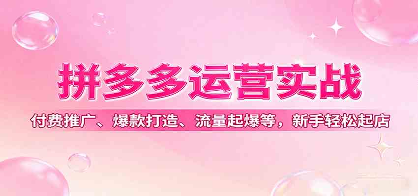 拼多多运营实战，付费推广、爆款打造、流量起爆等，新手轻松起店-创业项目网