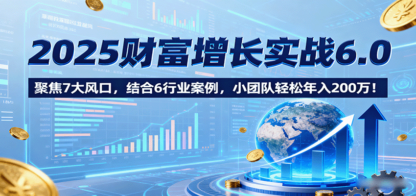 2025财富增长实战6.0，聚焦7大风口，结合6行业案例，小团队轻松年入200万！-创业项目网