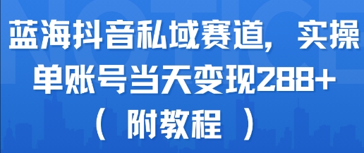 蓝海抖音私域赛道，实操单账号当天变现288+(附教程)-创业项目网