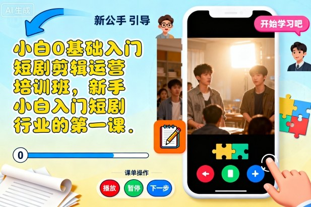 小白0基础入门短剧剪辑运营培训班，新手小白入门短剧行业的第一课-创业项目网