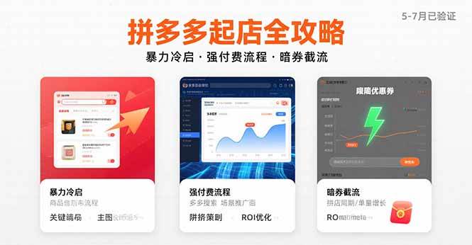 （15670期）拼多多起店全攻略，暴力冷启，强付费流程，暗券截流，5-7月已验证的方法-创业项目网