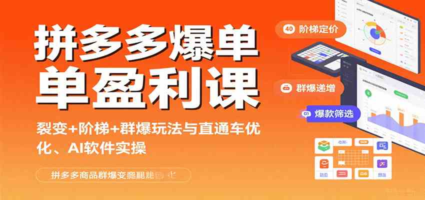 拼多多爆单盈利课：裂变+阶梯+群爆玩法与直通车优化、AI 软件实操-创业项目网