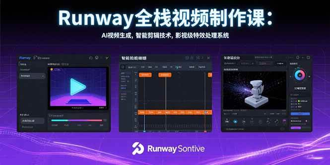 （15515期）Runway全栈视频制作课：AI视频生成，智能剪辑技术，影视级特效处理系统-创业项目网