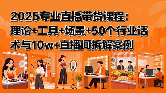 （15988期）2025专业直播带货课程：理论+工具+场景+50个行业话术与10w+直播间拆解案例-创业项目网